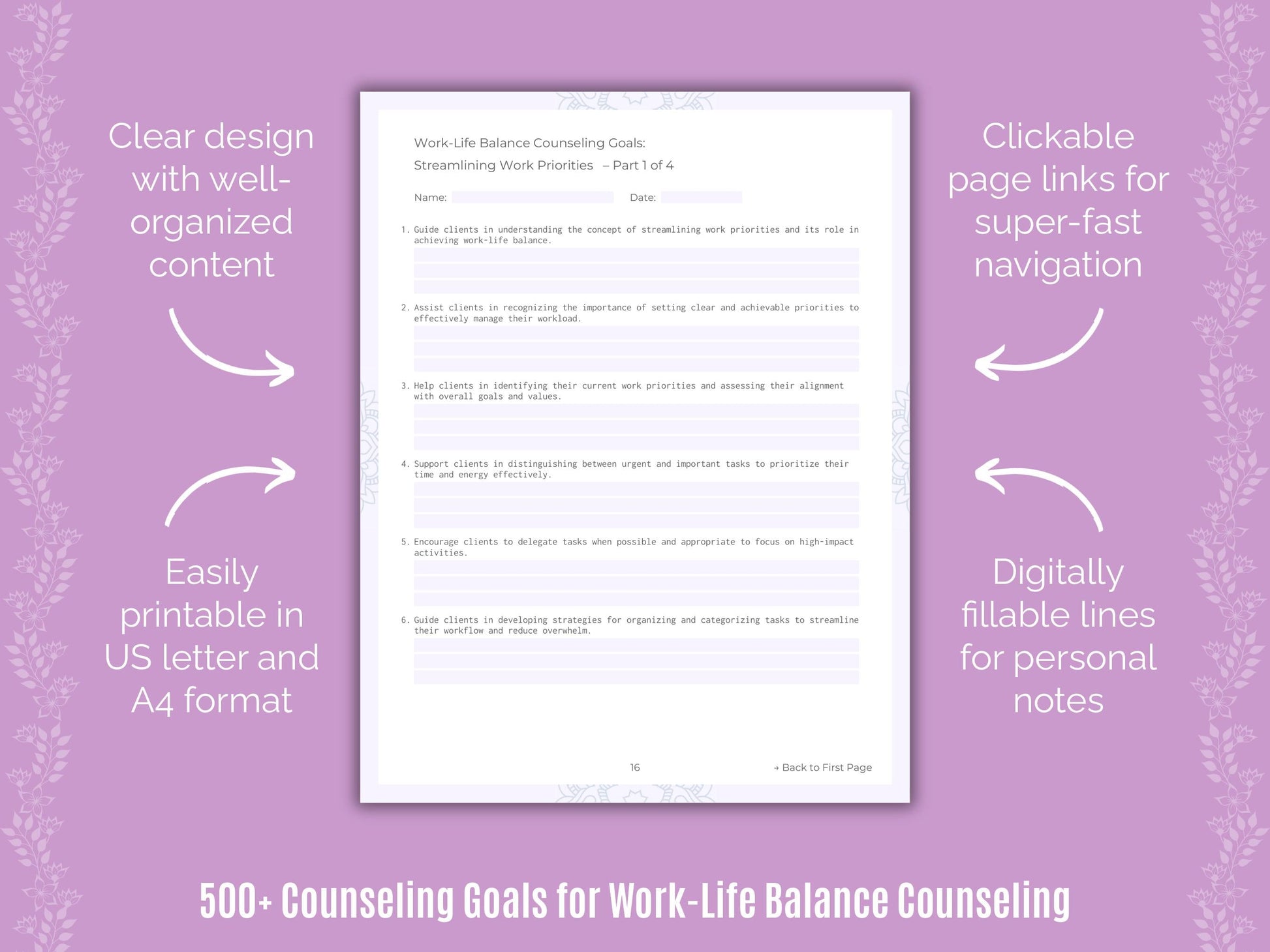 Work-Life Balance Counseling Counseling Templates