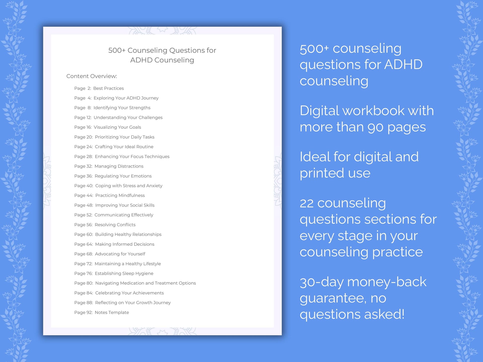 ADHD Counseling Therapist Worksheets