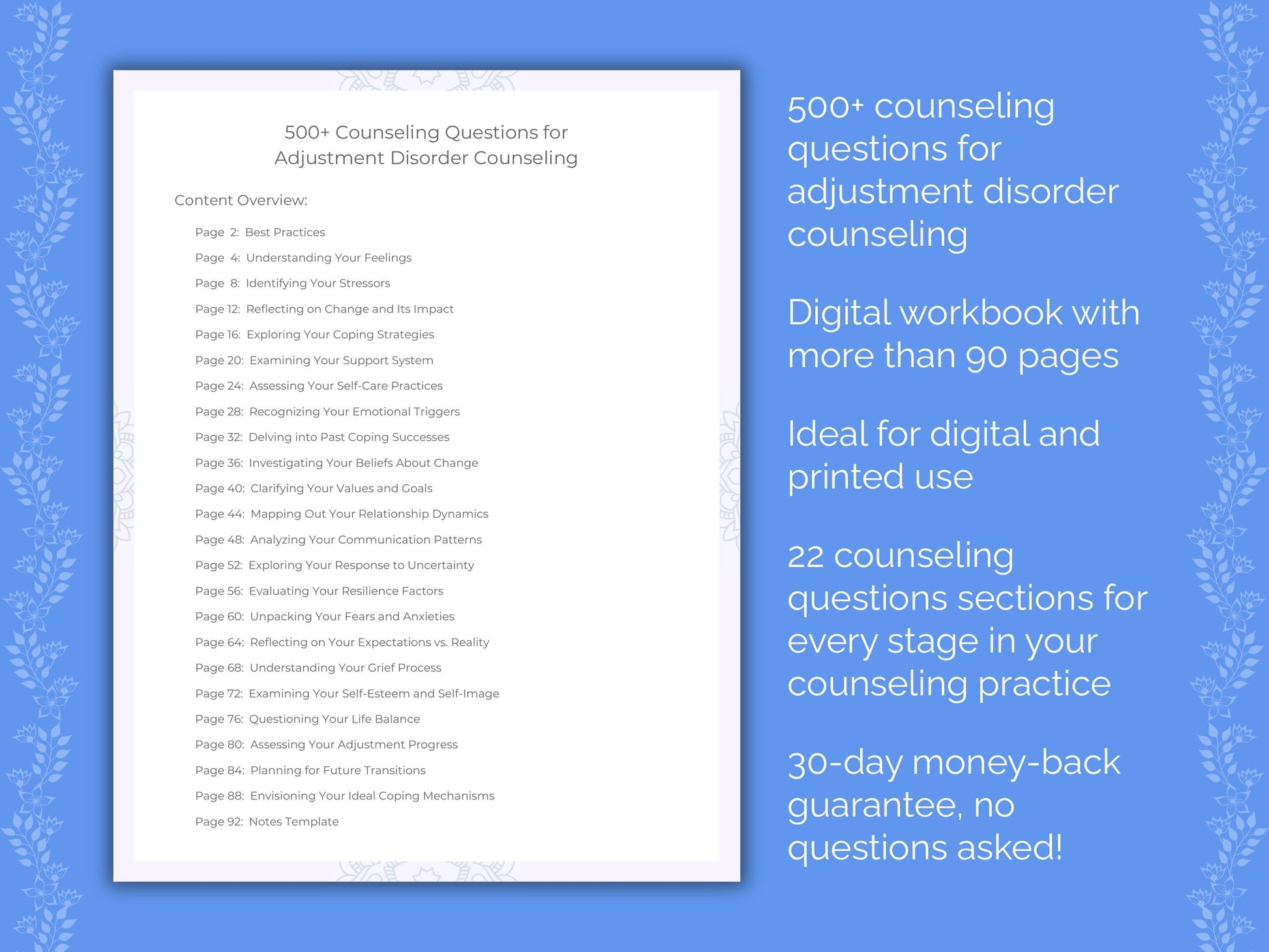 Adjustment Disorder Counseling Therapist Worksheets