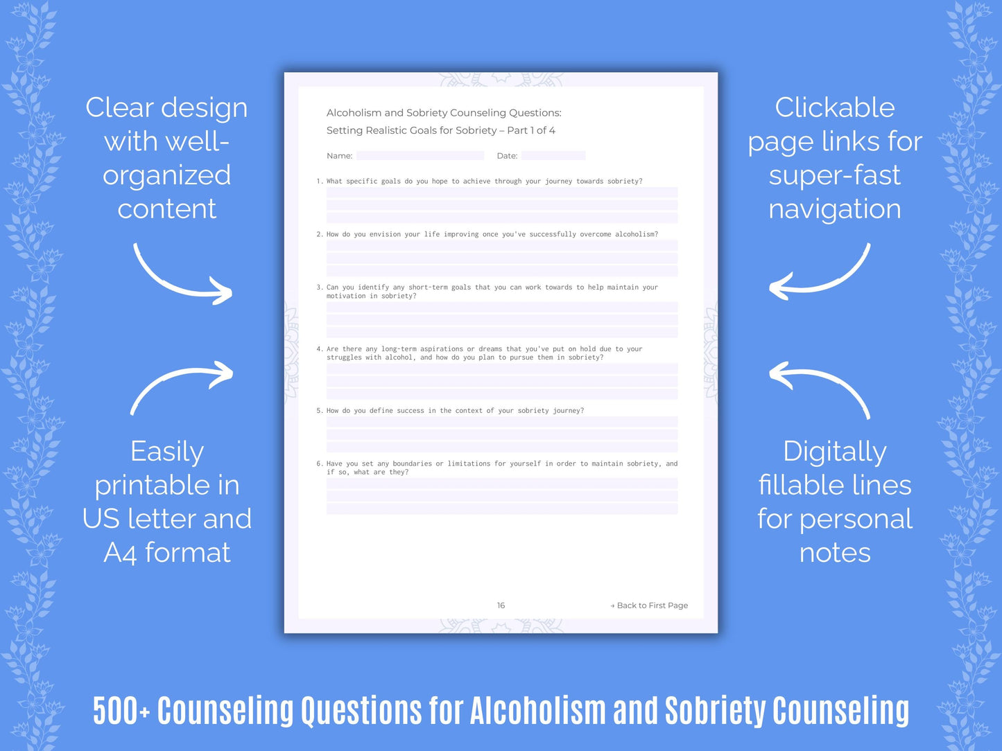 Alcoholism and Sobriety Counseling Counseling Templates