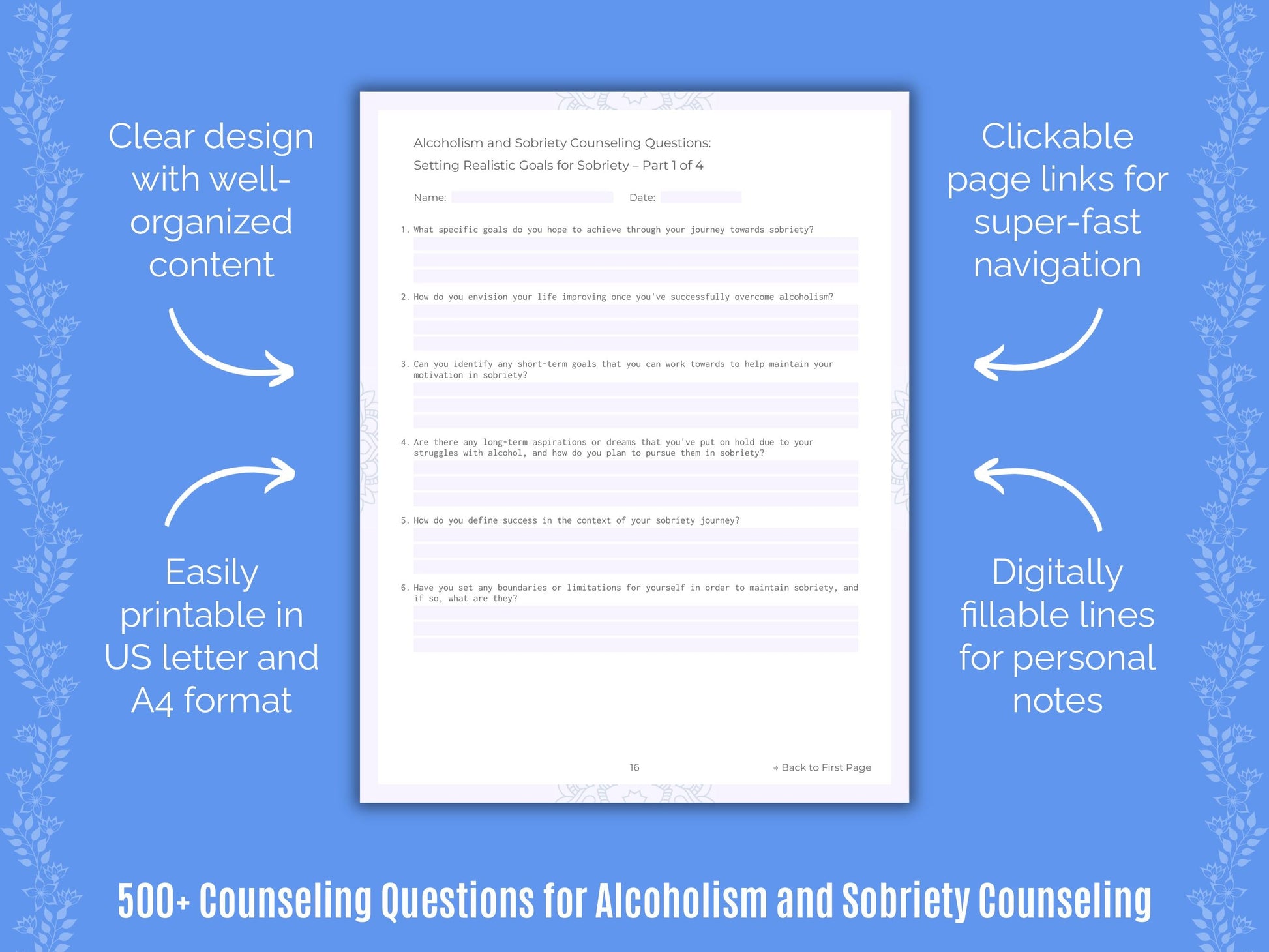 Alcoholism and Sobriety Counseling Counseling Templates