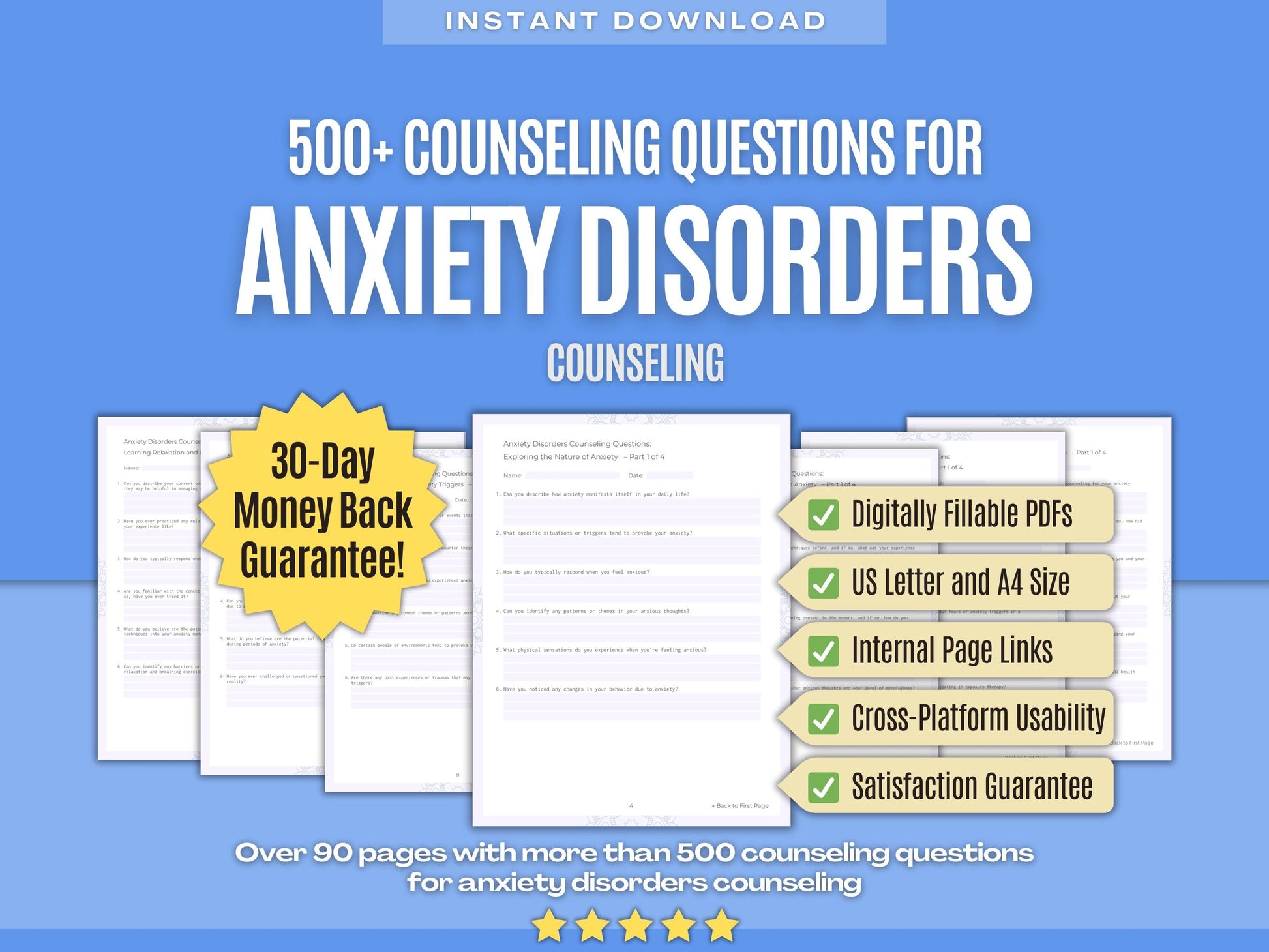 Anxiety Disorders Counseling Psychology Workbooks