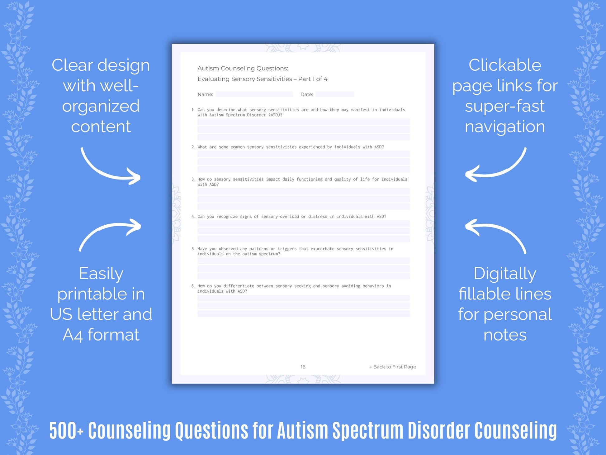 Autism Spectrum Disorder Counseling Counseling Templates