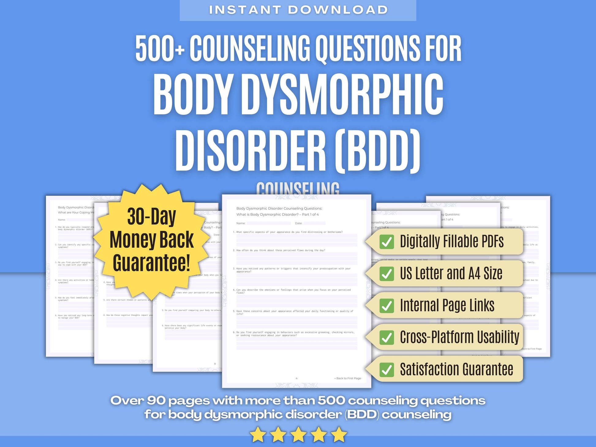 Body Dysmorphic Disorder (BDD) Counseling Psychology Workbooks