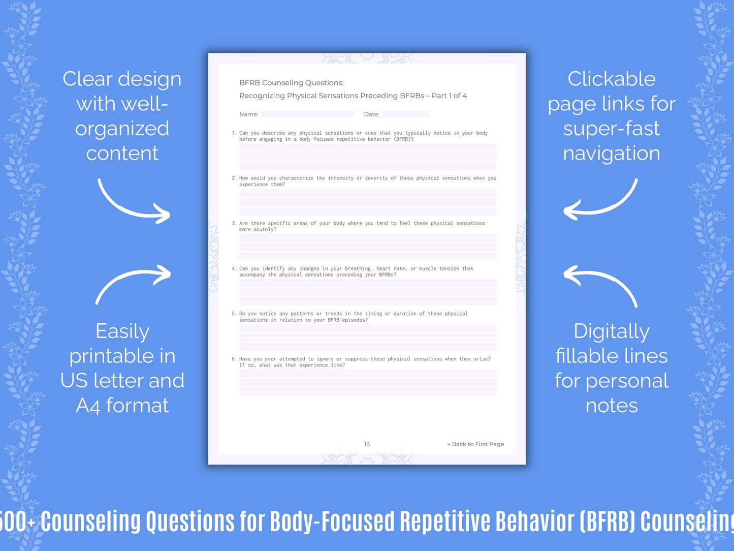 Body-Focused Repetitive Behavior (BFRB) Counseling Counseling Templates