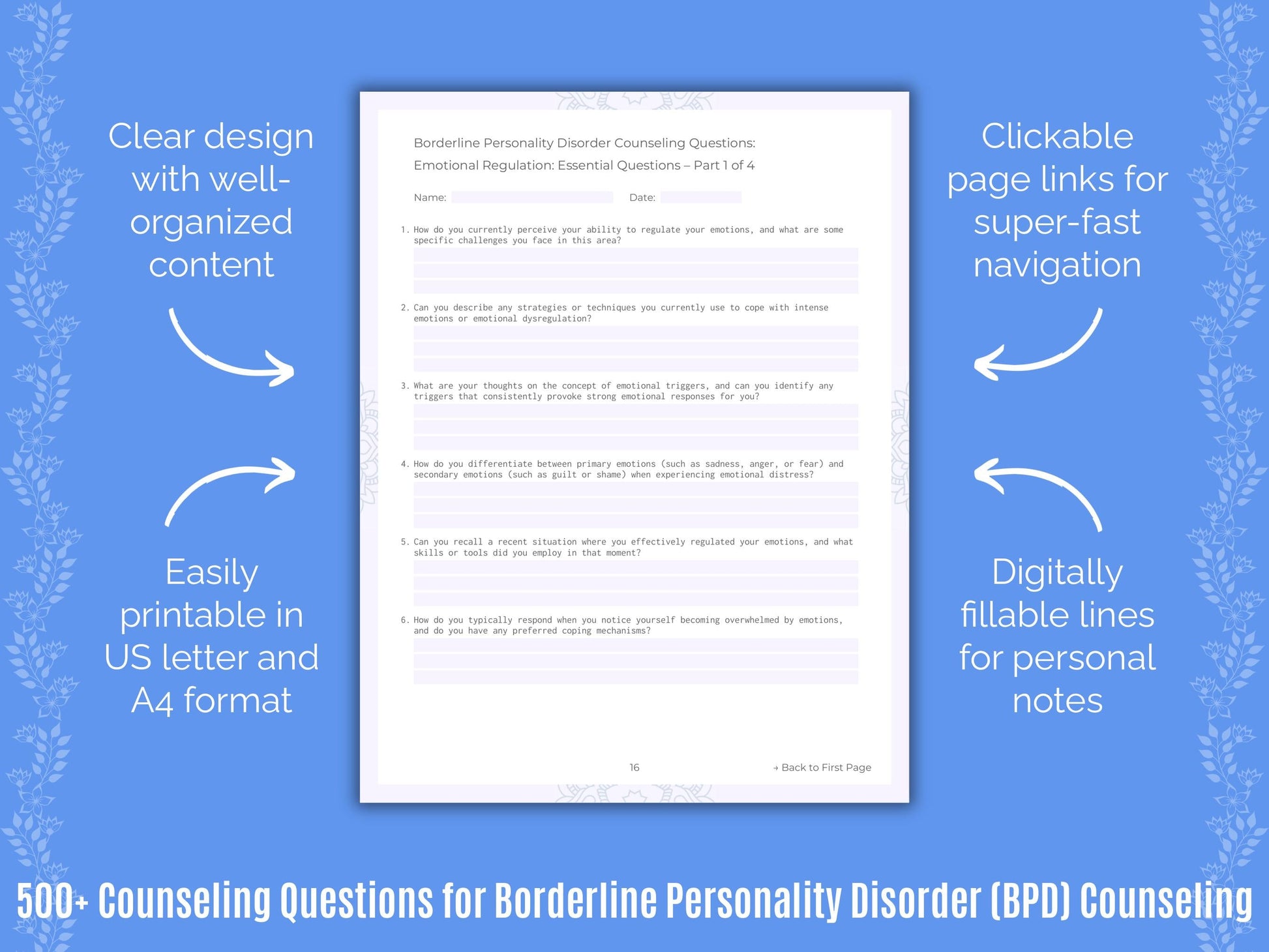 Borderline Personality Disorder (BPD) Counseling Counseling Templates