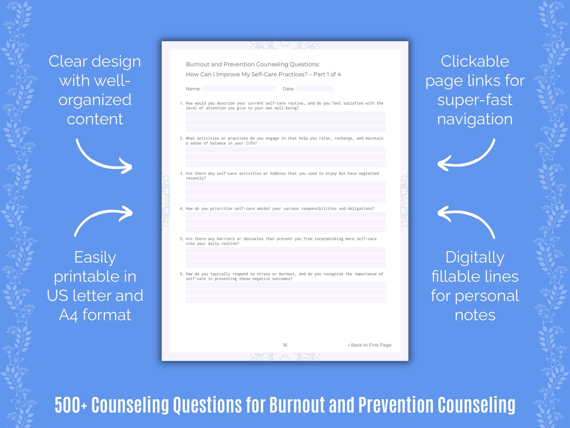 Burnout and Prevention Counseling Counseling Templates