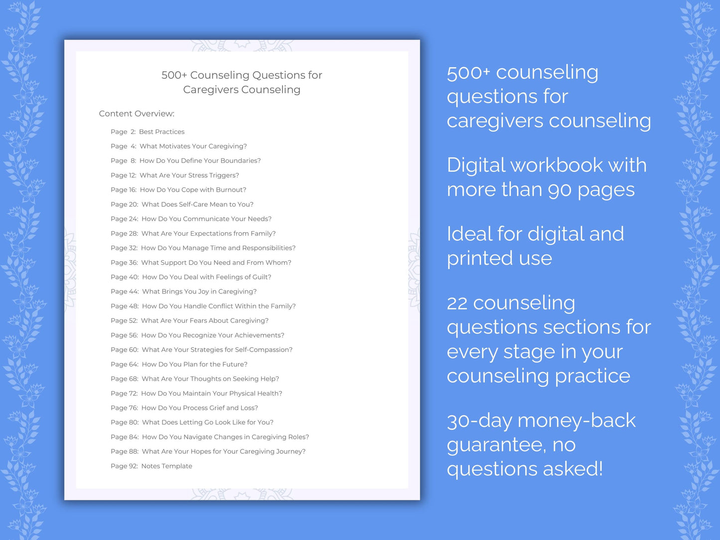 Caregivers Counseling Therapist Worksheets