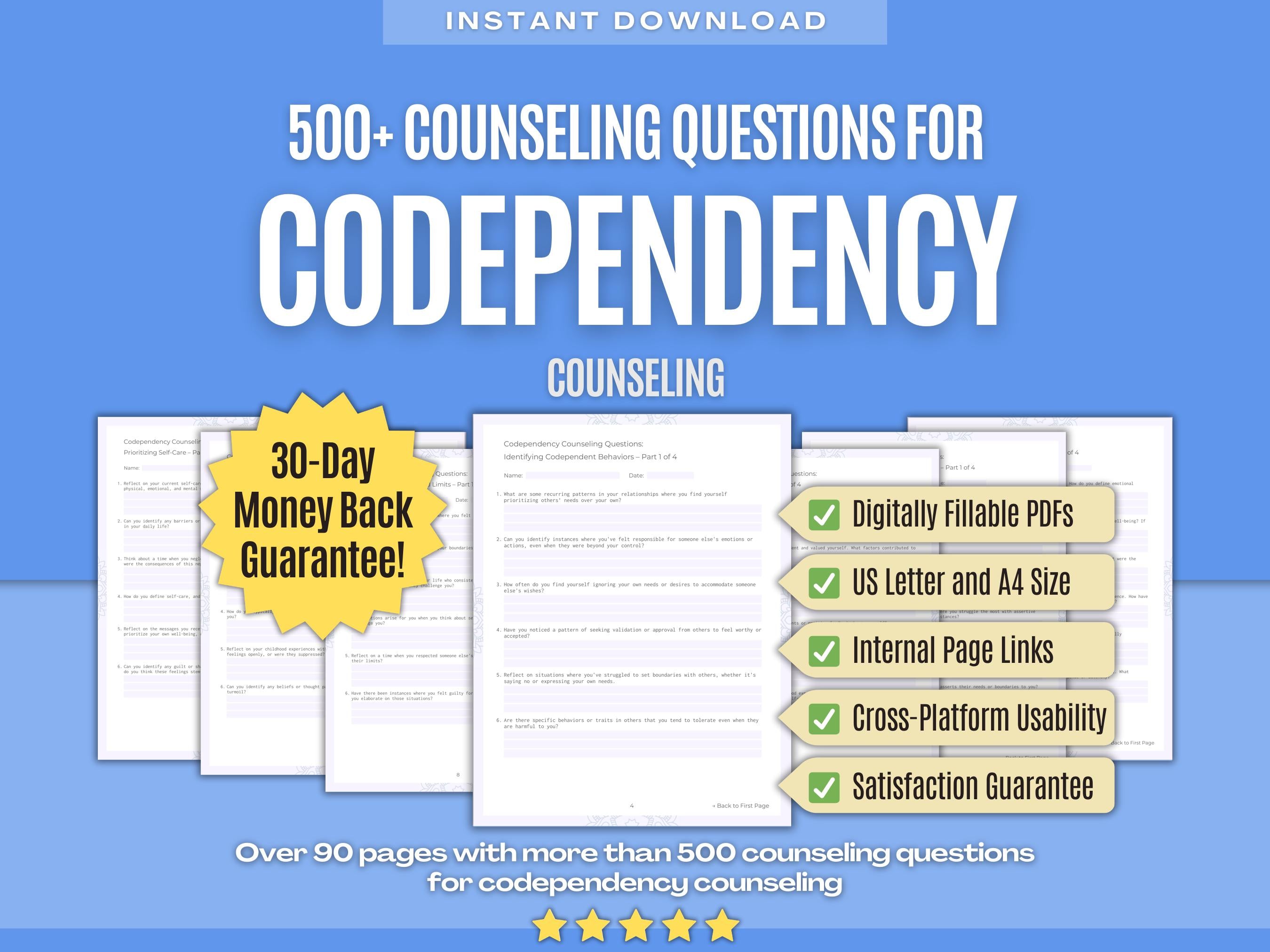 500+ Codependency Counseling Questions Workbook | Karlstein Publishing