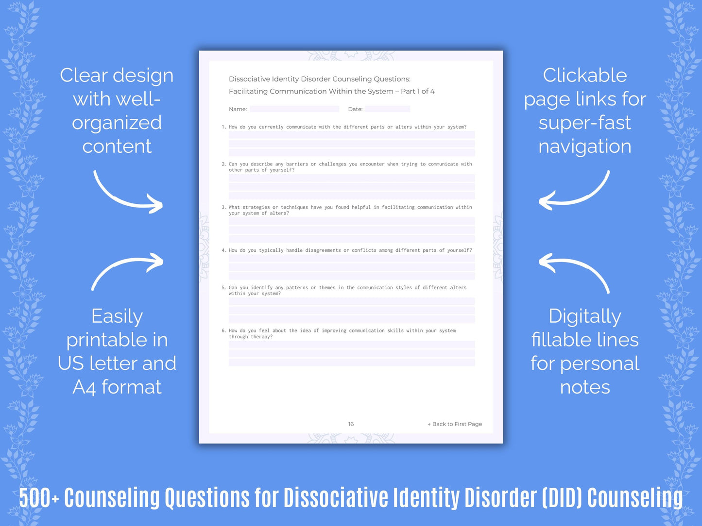 Dissociative Identity Disorder (DID) Counseling Counseling Templates