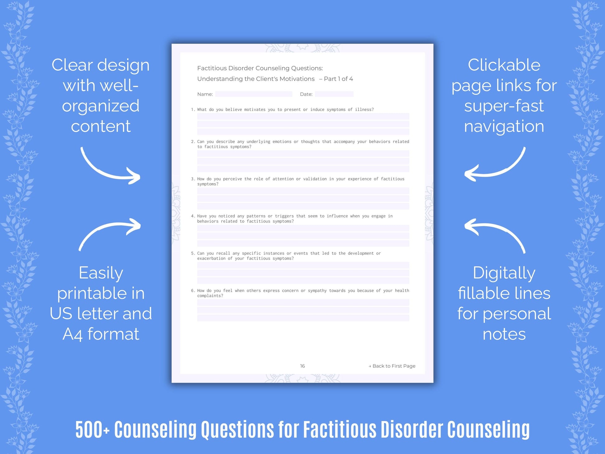 Factitious Disorder Counseling Counseling Templates