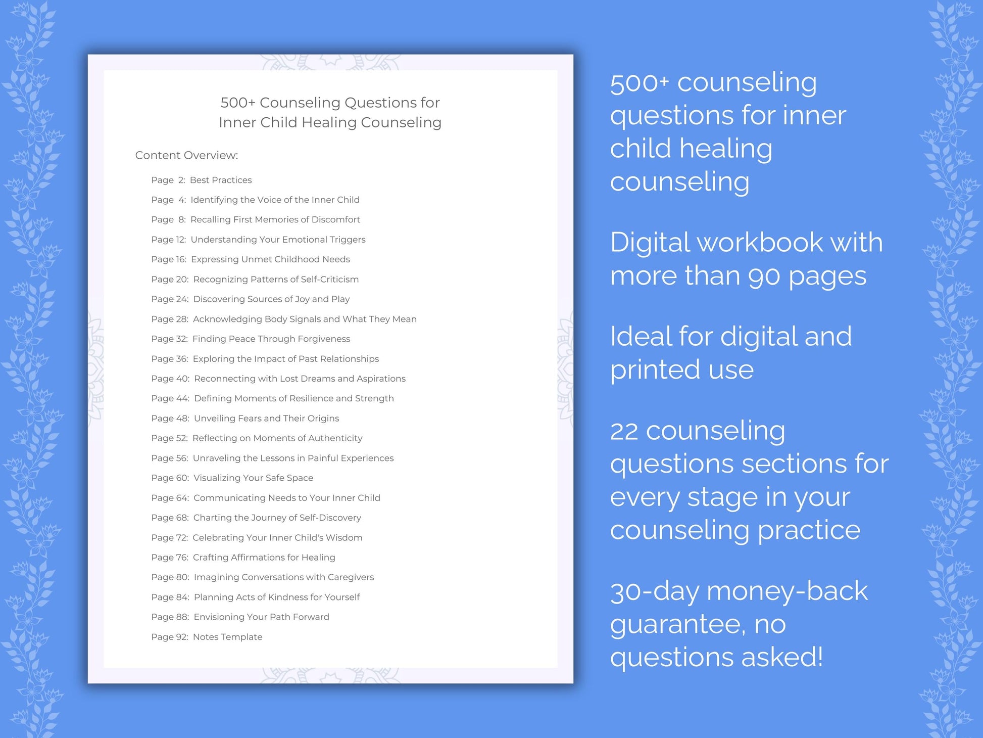 Inner Child Healing Counseling Therapist Worksheets