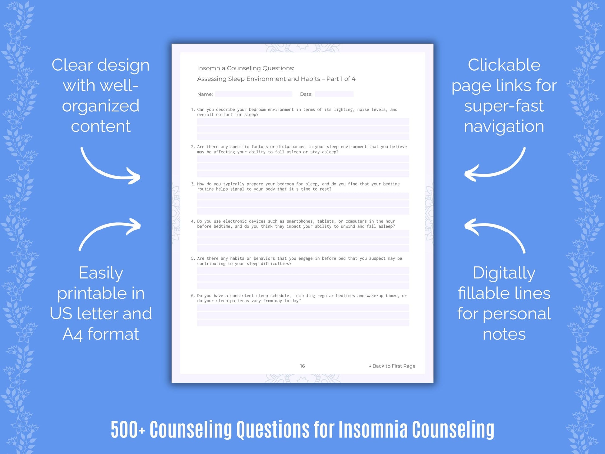 Insomnia Counseling Counseling Templates