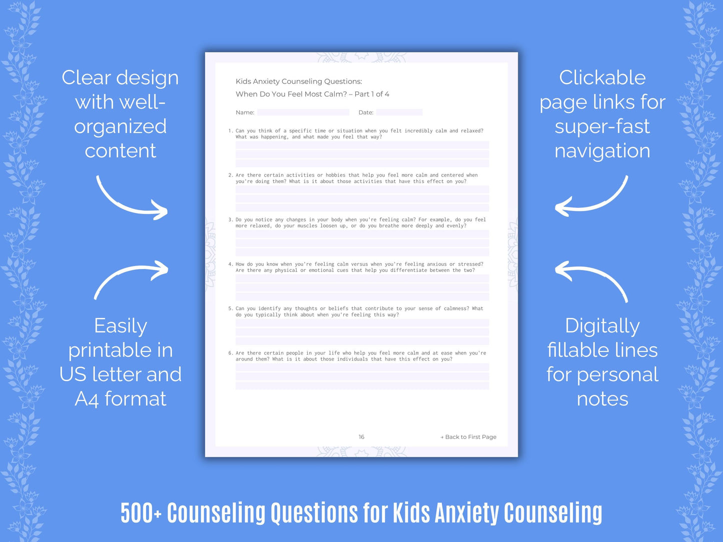 Kids Anxiety Counseling Counseling Templates