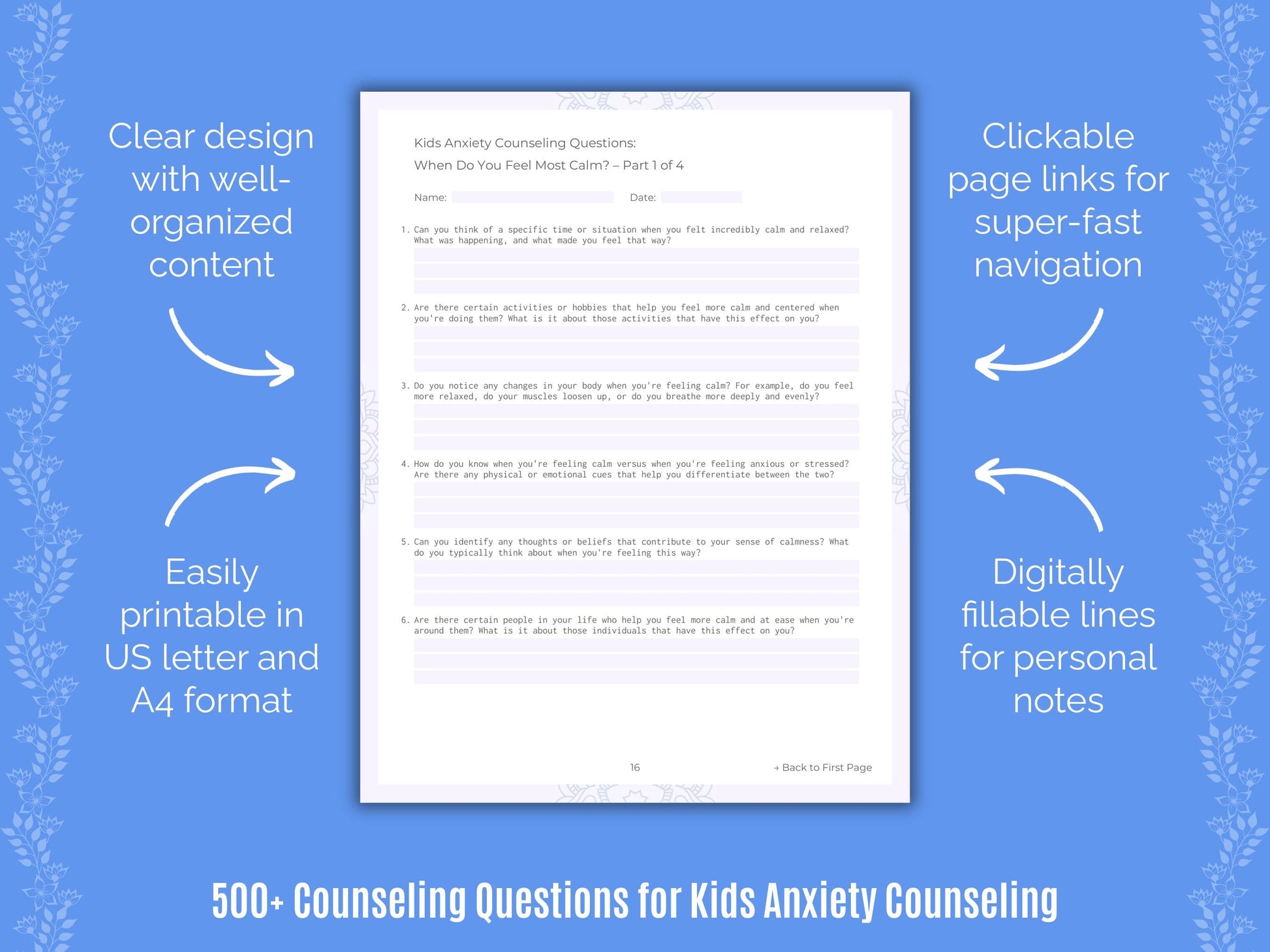 Kids Anxiety Counseling Counseling Templates