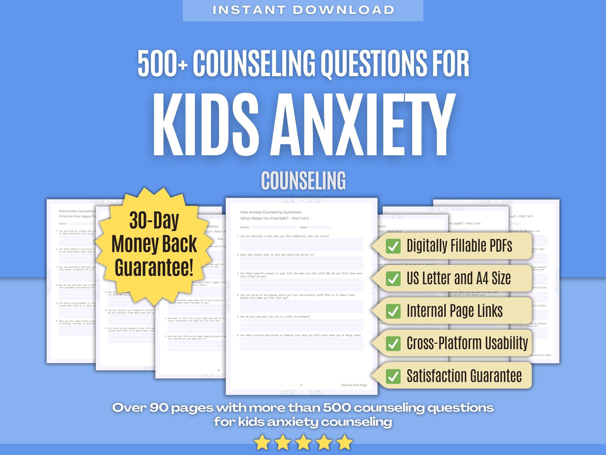 Kids Anxiety Counseling Psychology Workbooks