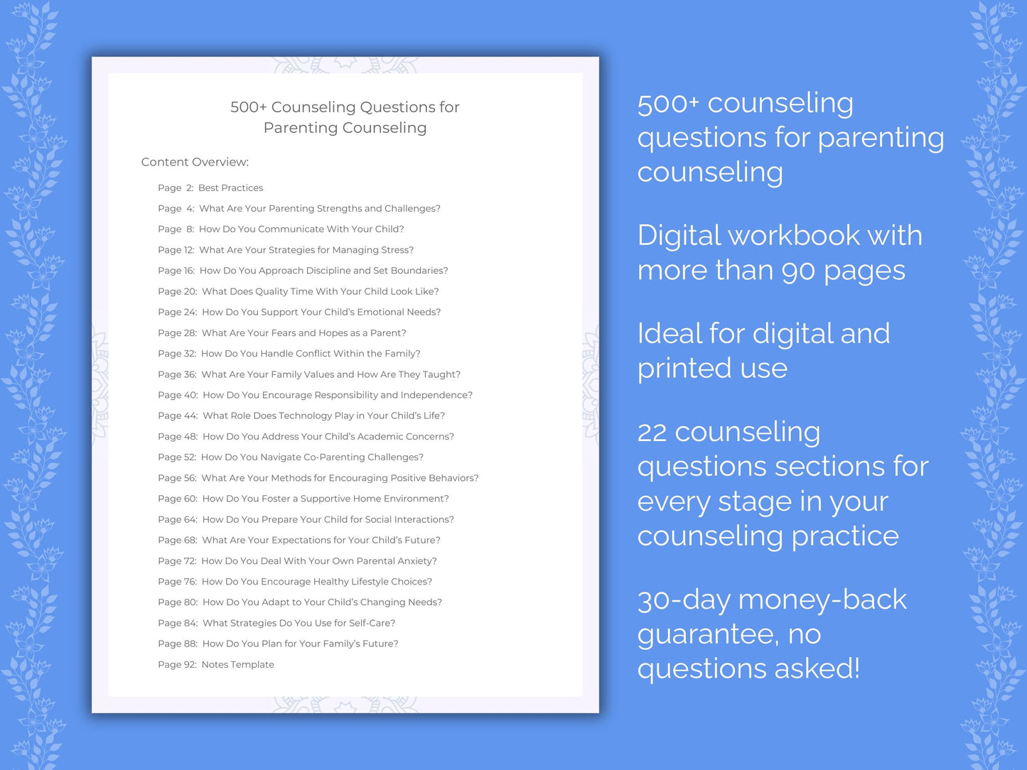 Parenting Counseling Therapist Worksheets