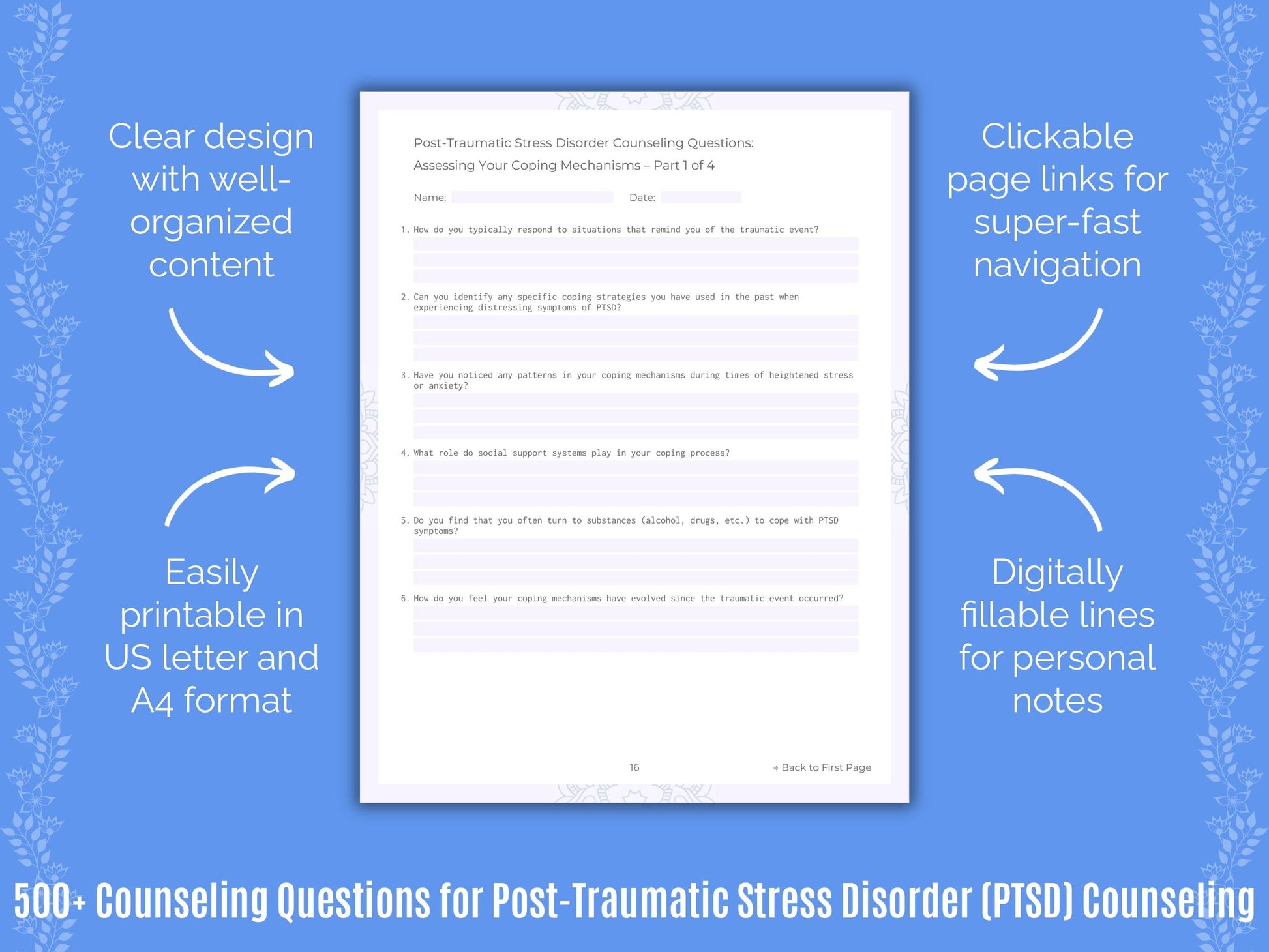 Post-Traumatic Stress Disorder (PTSD) Counseling Counseling Templates