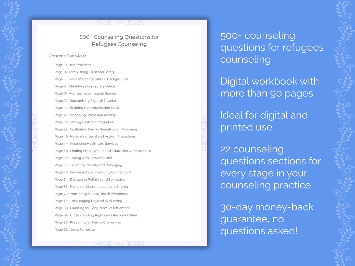 Refugees Counseling Therapist Worksheets