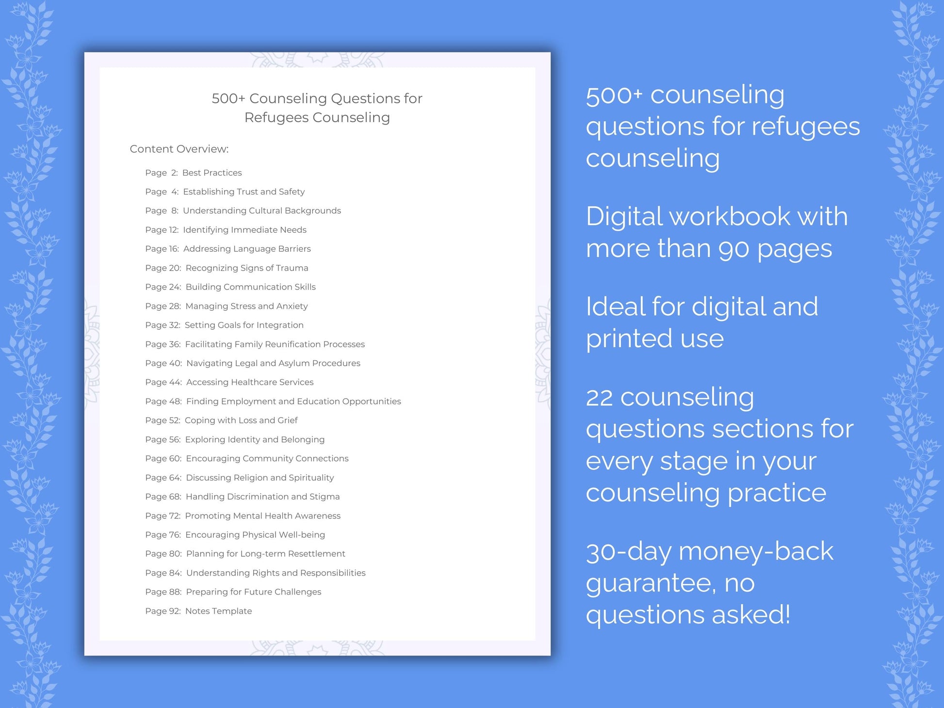 Refugees Counseling Therapist Worksheets