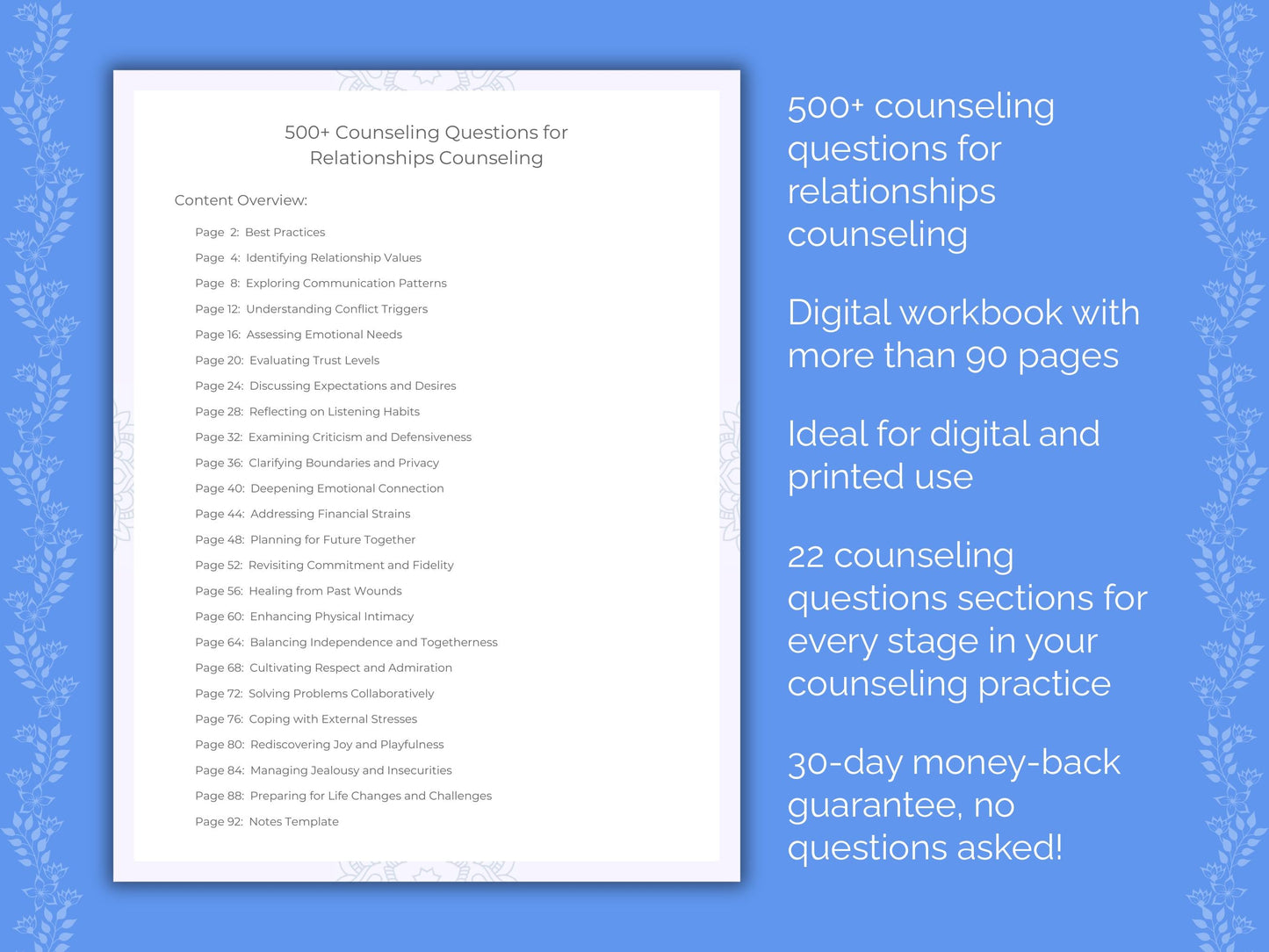 Relationships Counseling Therapist Worksheets