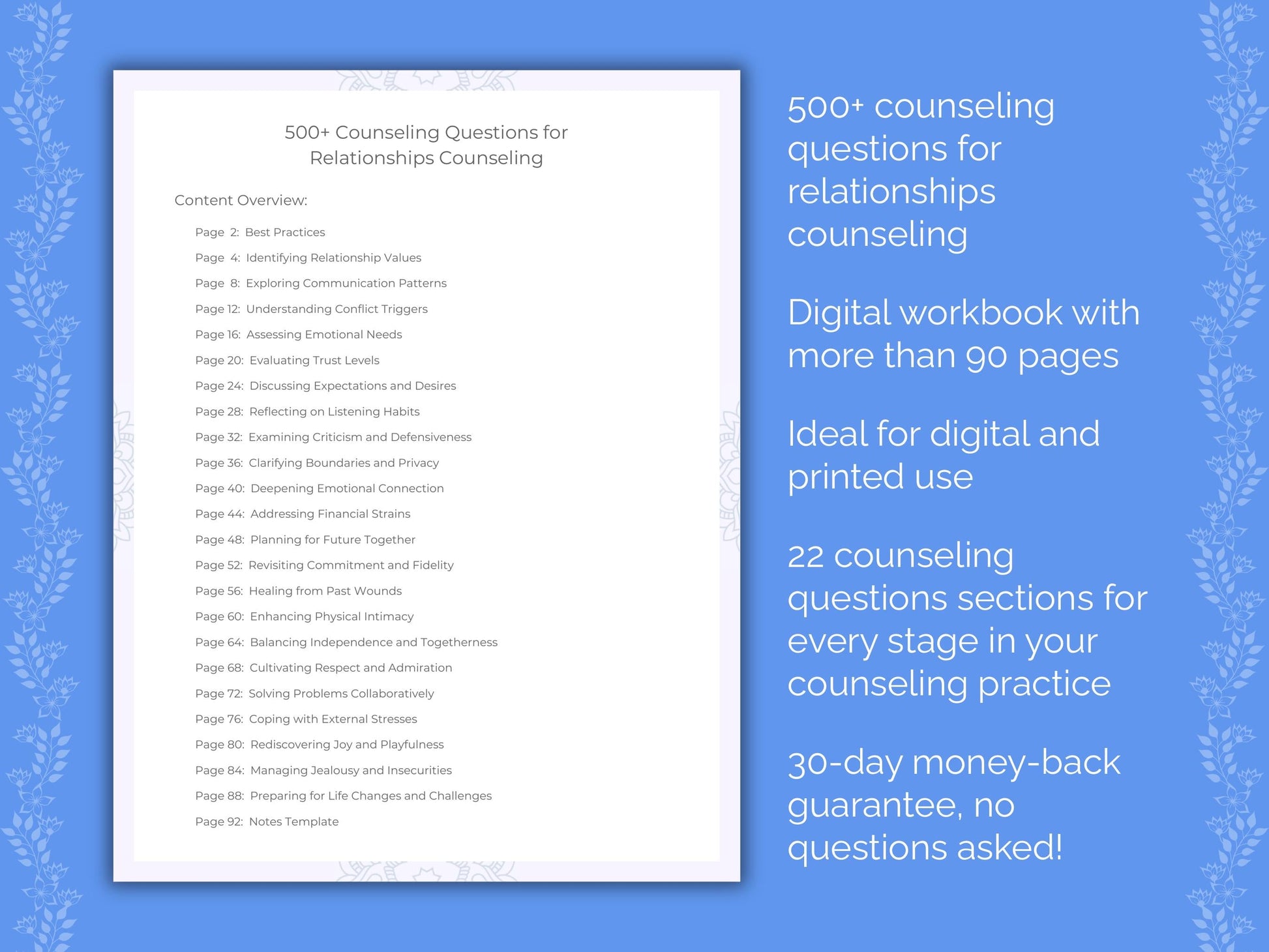 Relationships Counseling Therapist Worksheets