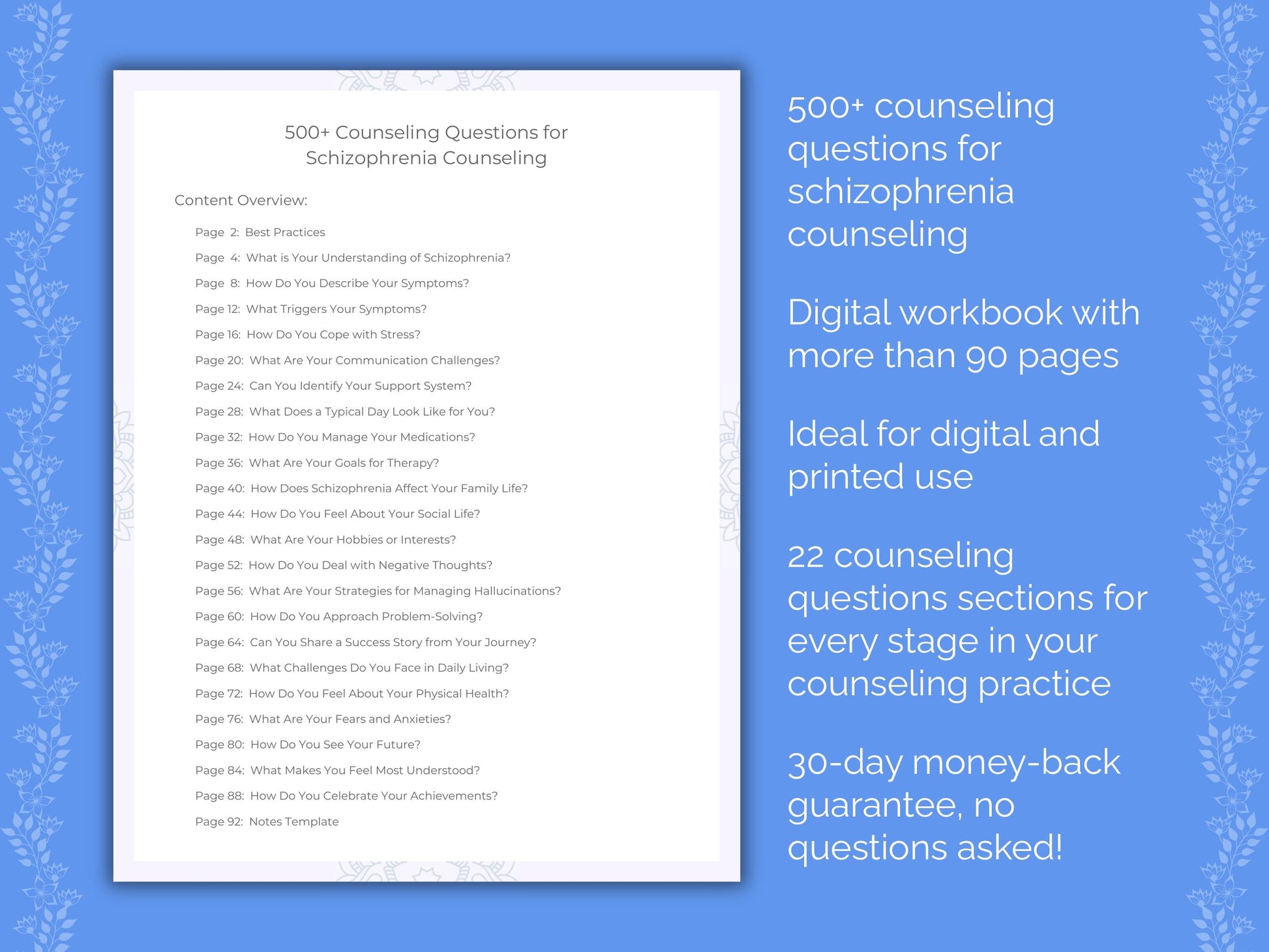 Schizophrenia Counseling Therapist Worksheets