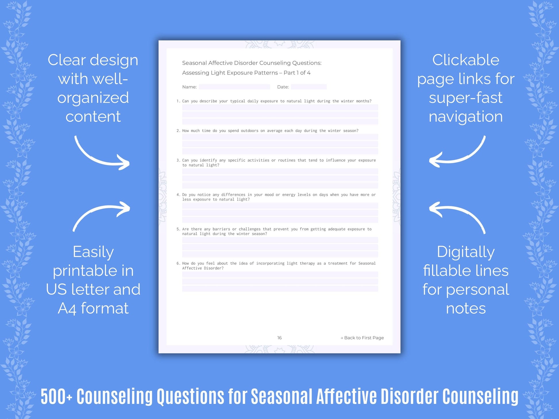 Seasonal Affective Disorder Counseling Counseling Templates