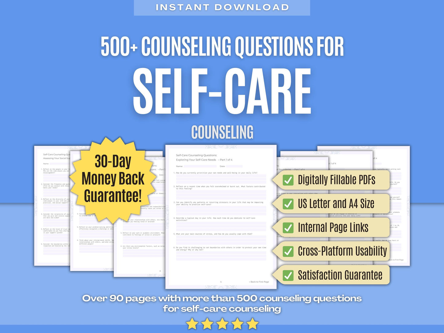 Self-Care Counseling Psychology Workbooks