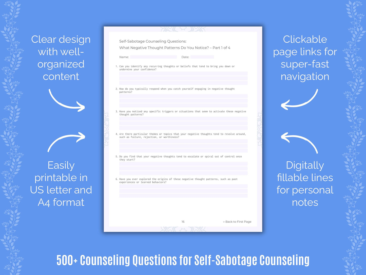 Self-Sabotage Counseling Counseling Templates