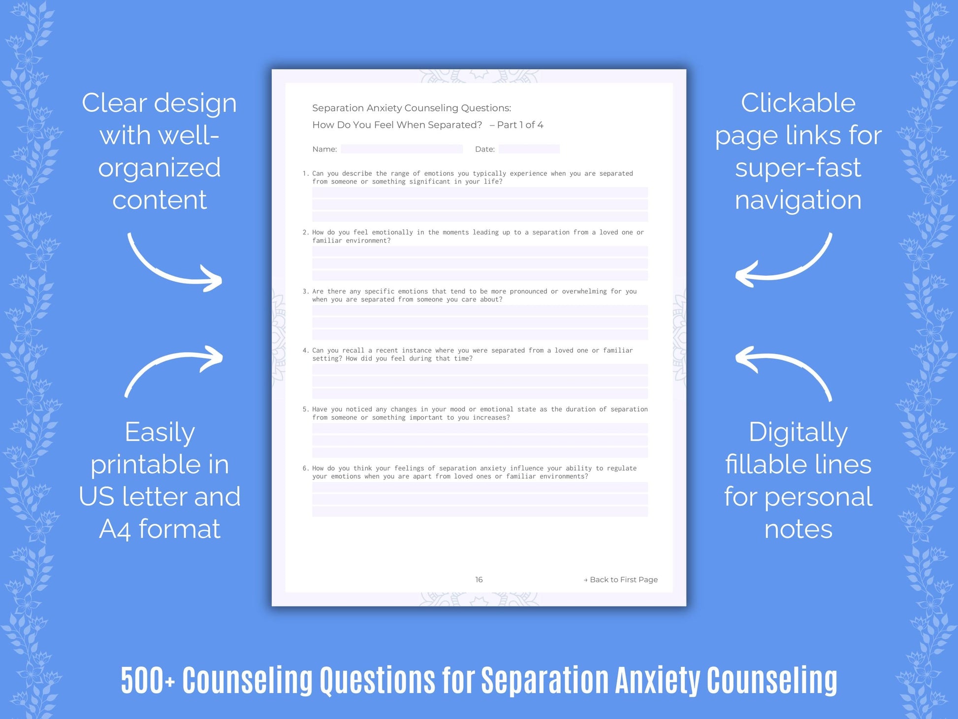 Separation Anxiety Counseling Counseling Templates