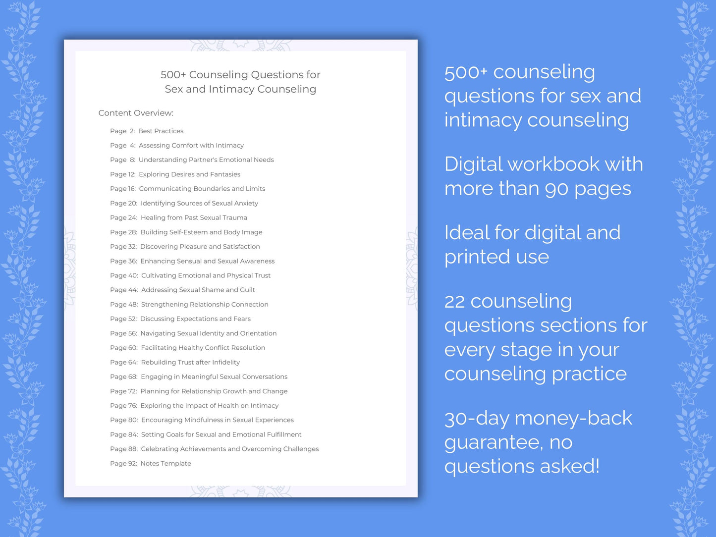 Sex and Intimacy Counseling Therapist Worksheets