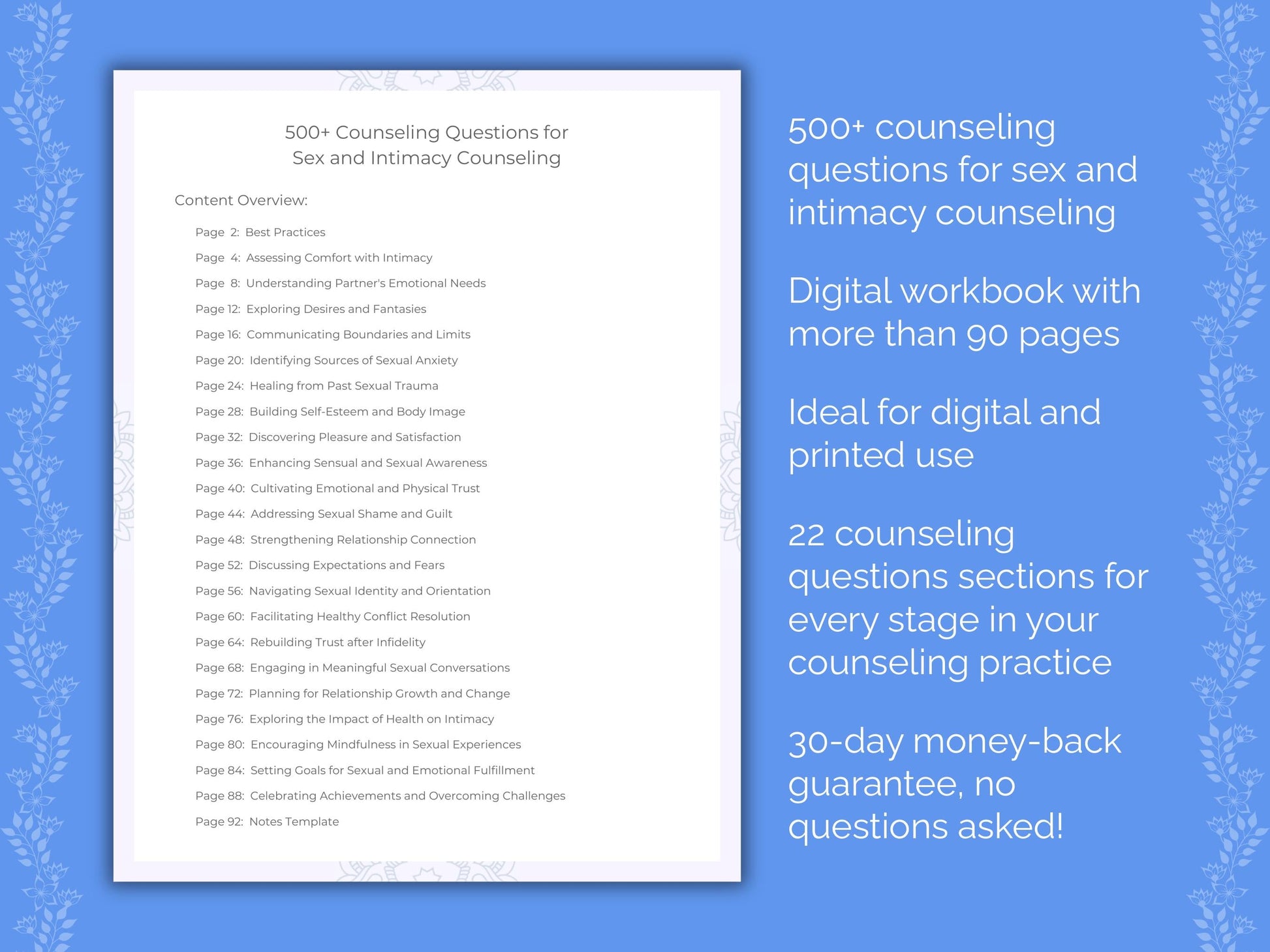 Sex and Intimacy Counseling Therapist Worksheets