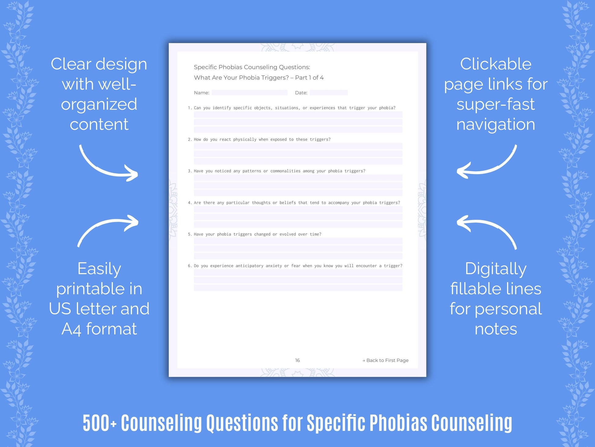 Specific Phobias Counseling Counseling Templates