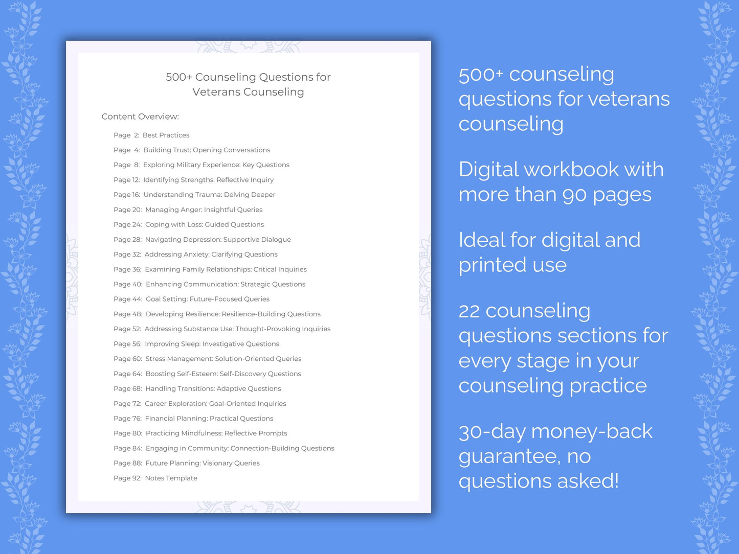 Veterans Counseling Therapist Worksheets