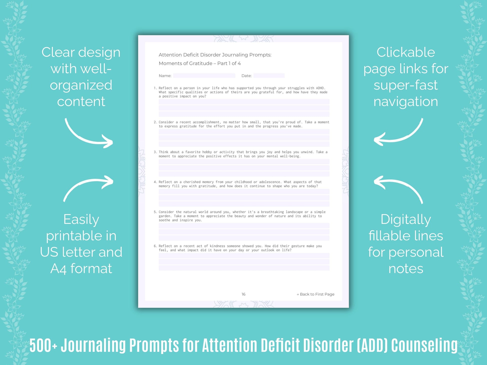 Attention Deficit Disorder (ADD) Counseling Counseling Templates