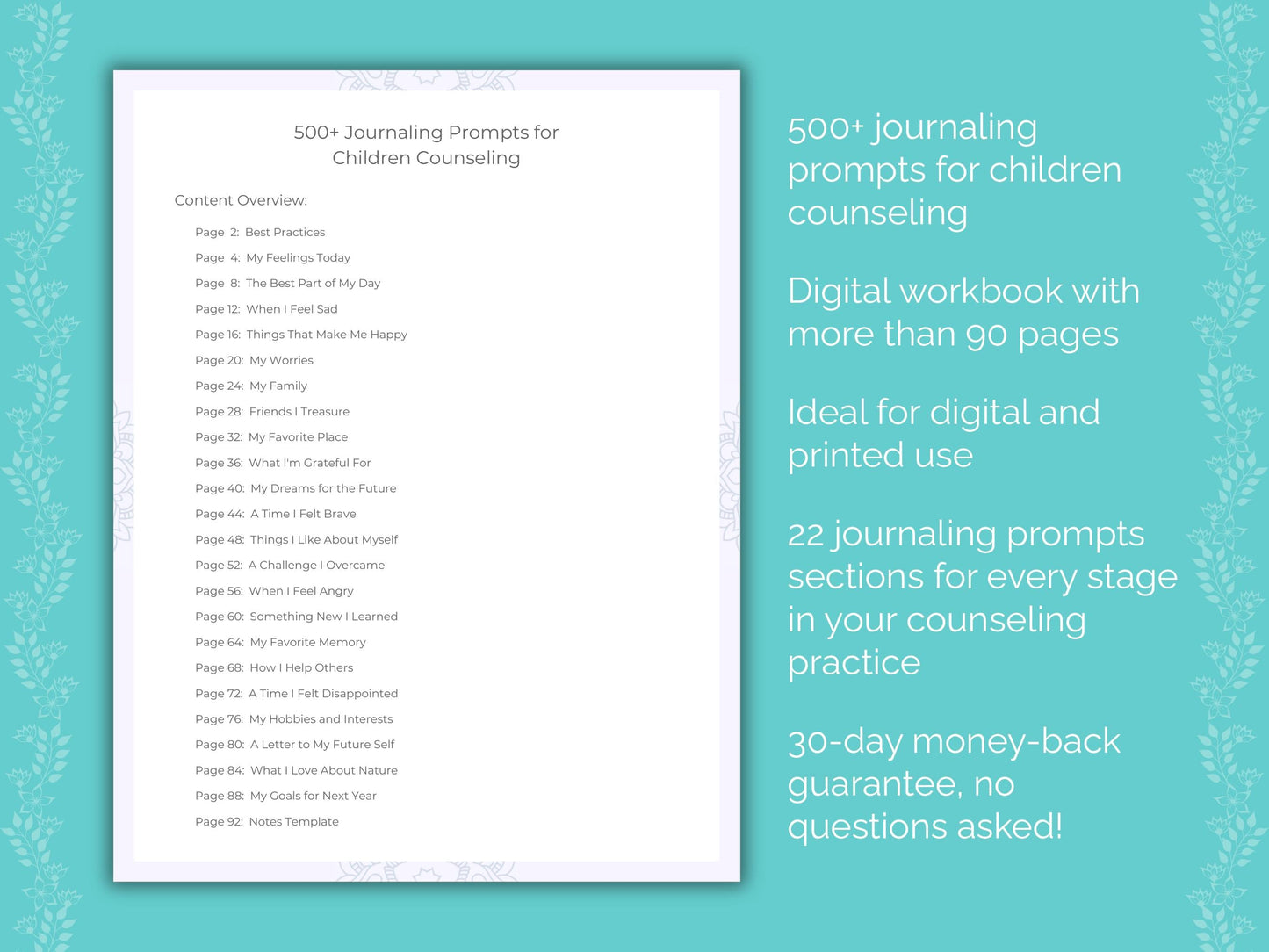 Children Counseling Therapist Worksheets