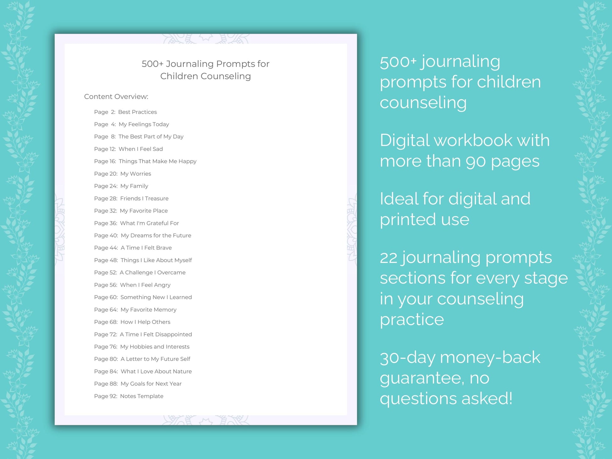 Children Counseling Therapist Worksheets