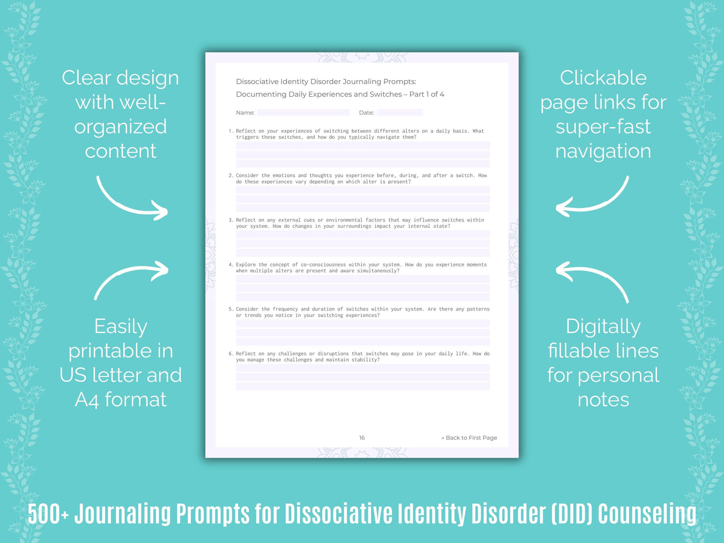 Dissociative Identity Disorder (DID) Counseling Counseling Templates