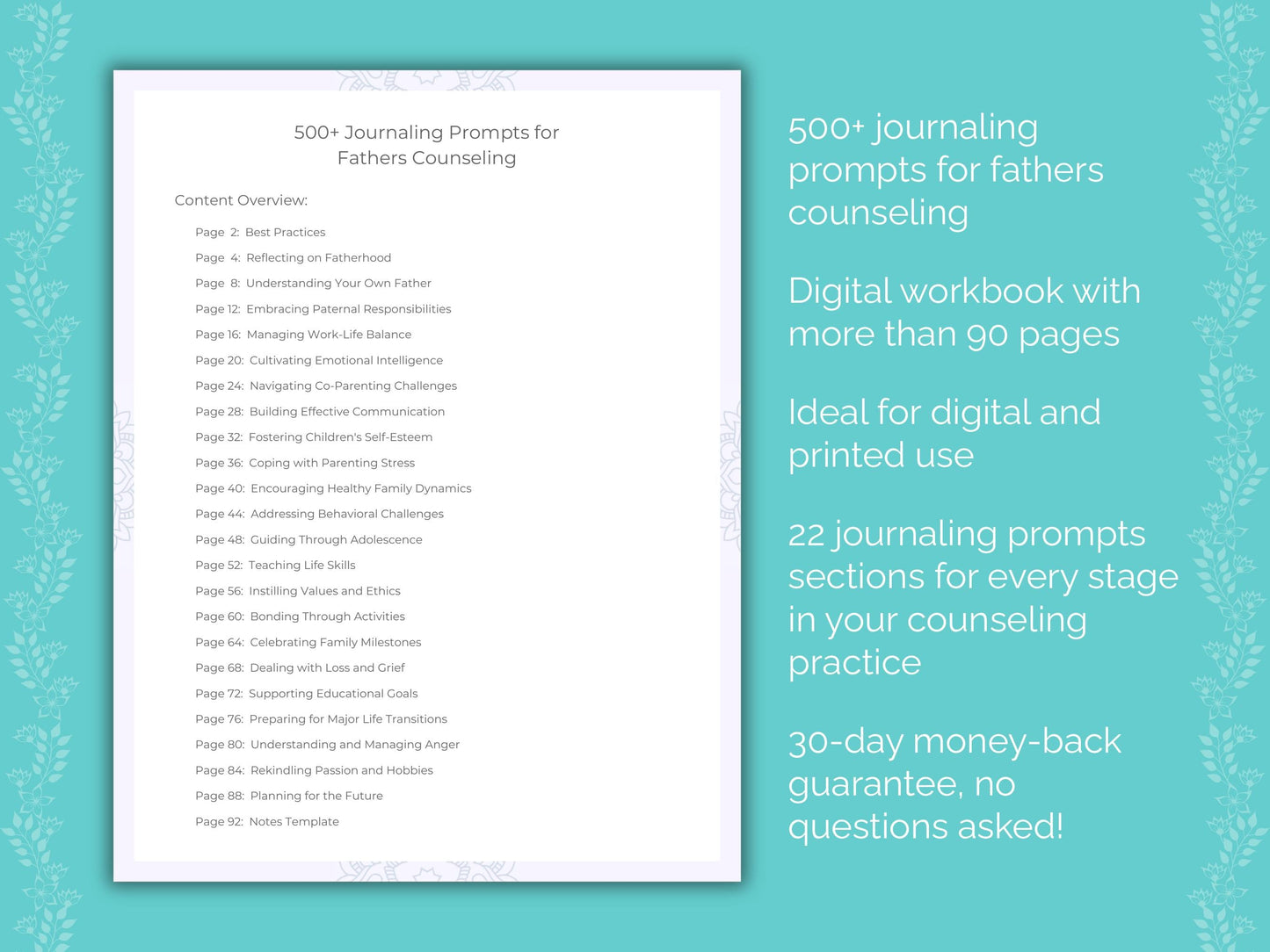 Fathers Counseling Therapist Worksheets