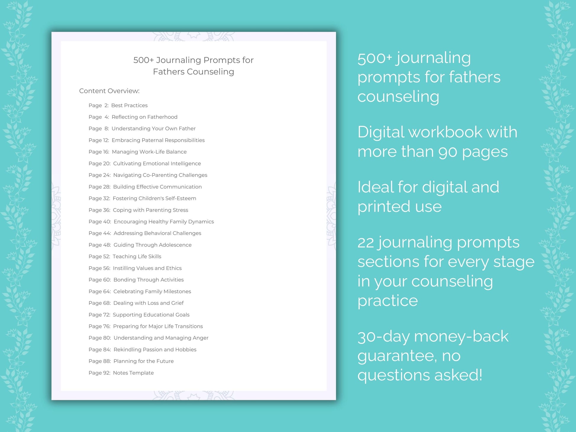 Fathers Counseling Therapist Worksheets