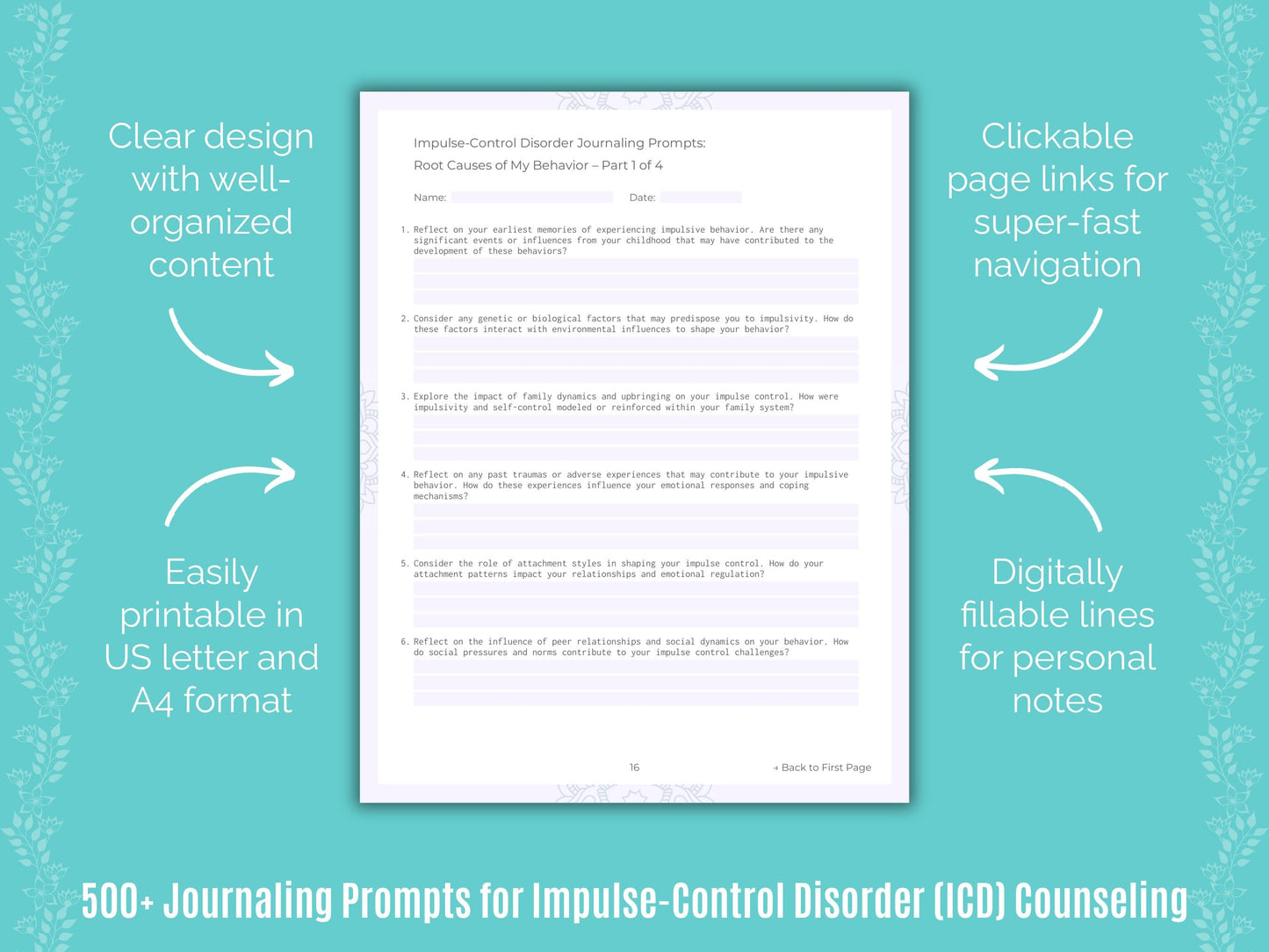 Impulse-Control Disorder (ICD) Counseling Counseling Templates