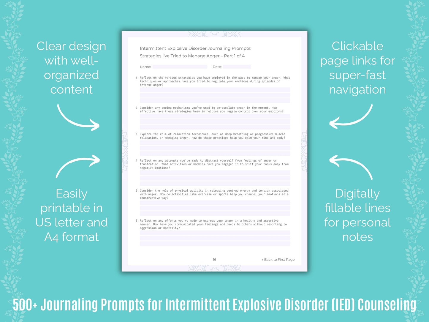 Intermittent Explosive Disorder (IED) Counseling Counseling Templates