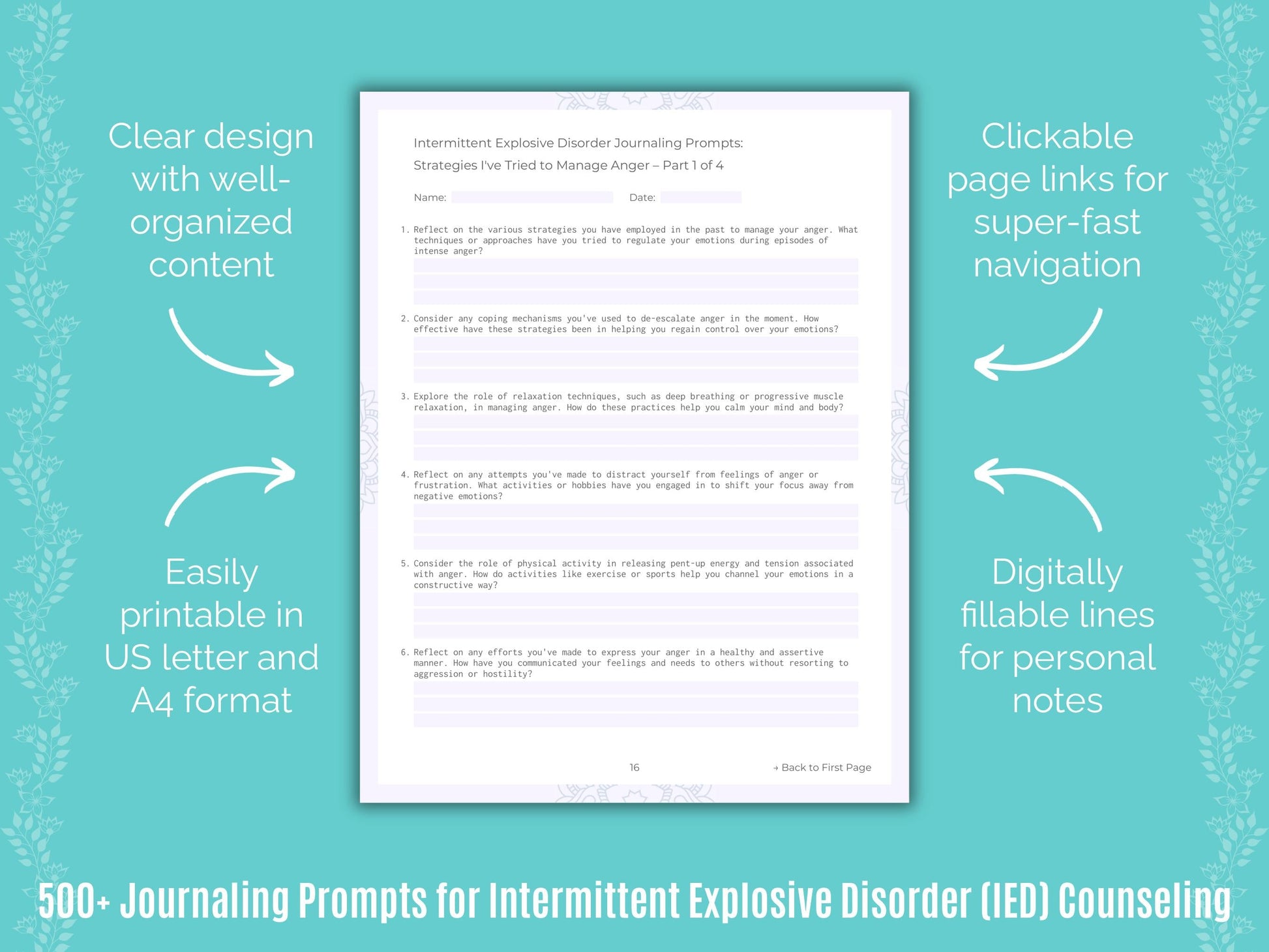 Intermittent Explosive Disorder (IED) Counseling Counseling Templates