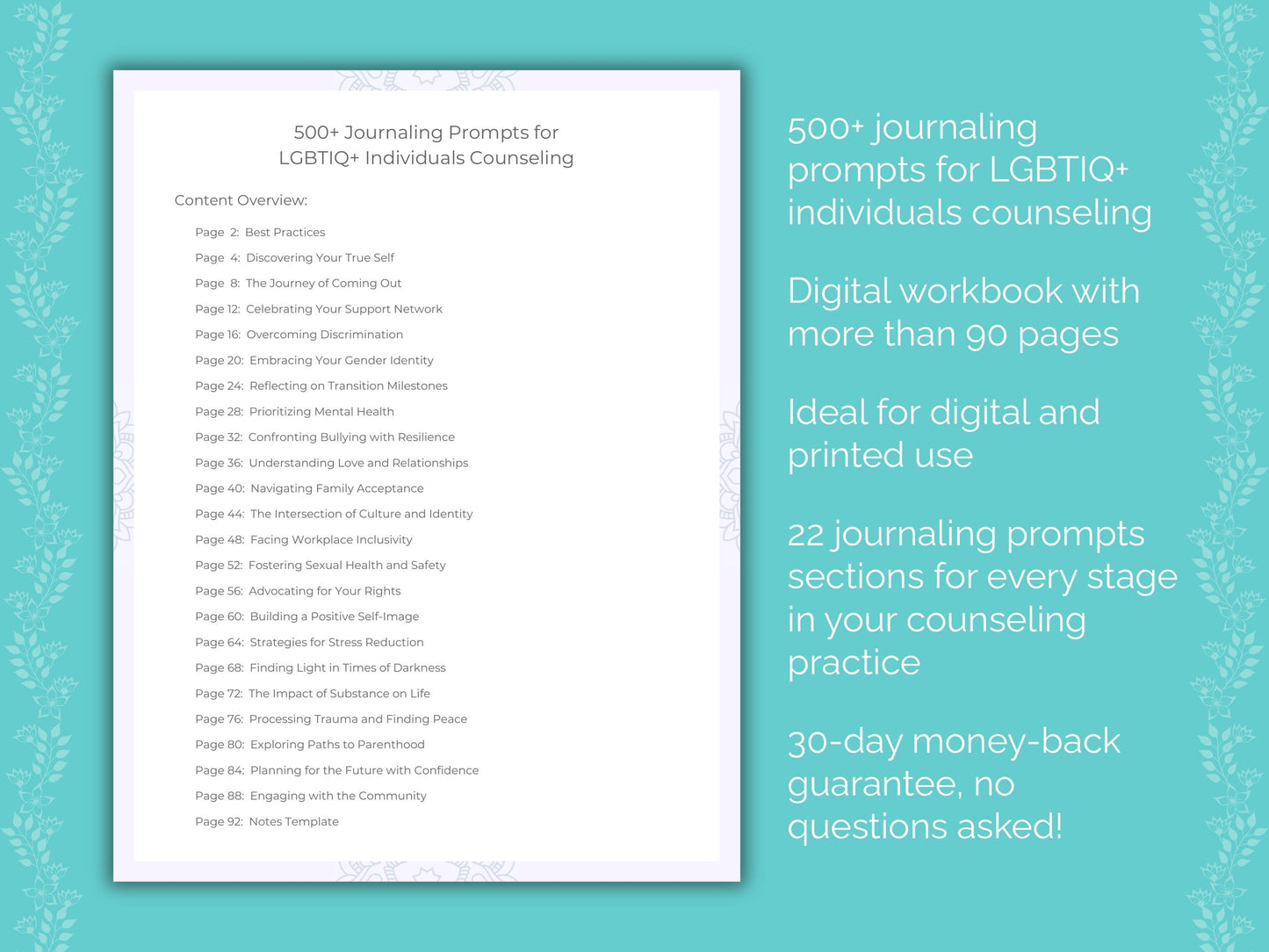 LGBTIQ+ Individuals Counseling Therapist Worksheets