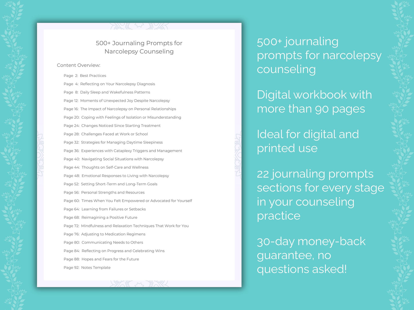 Narcolepsy Counseling Therapist Worksheets