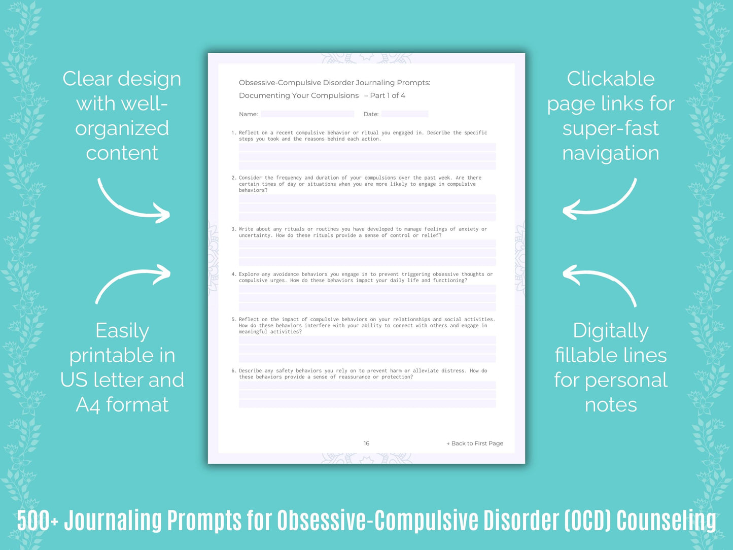 Obsessive-Compulsive Disorder (OCD) Counseling Counseling Templates