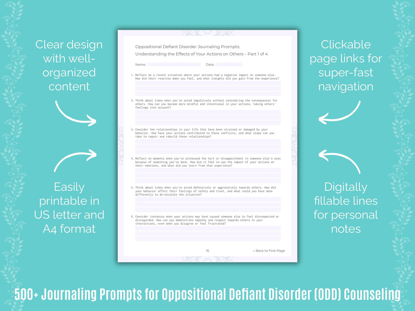 Oppositional Defiant Disorder (ODD) Counseling Counseling Templates