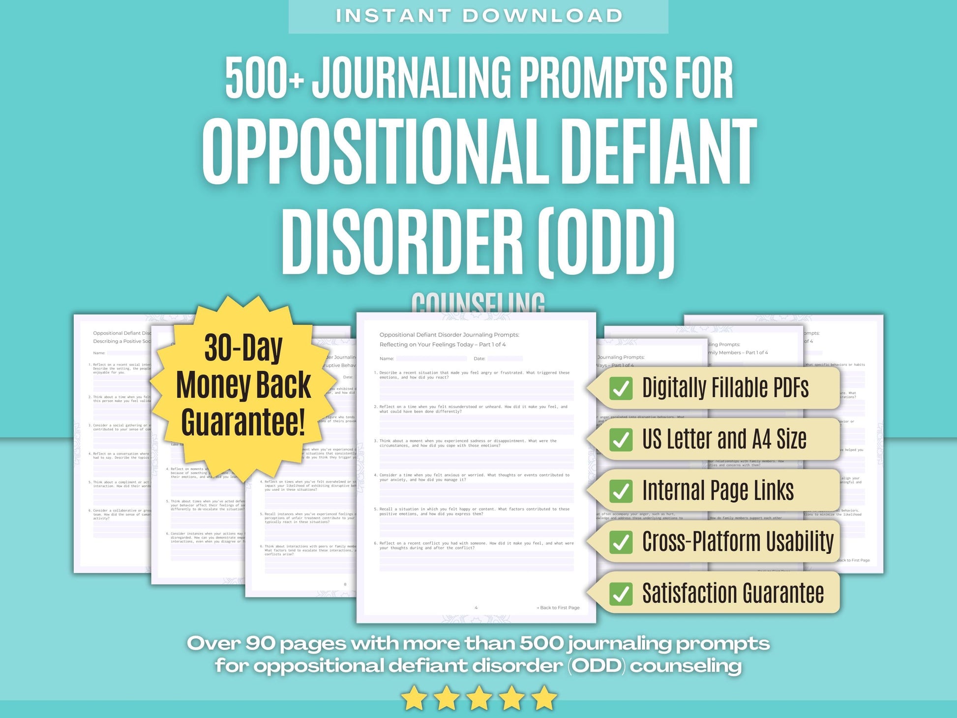 Oppositional Defiant Disorder (ODD) Counseling Psychology Workbooks