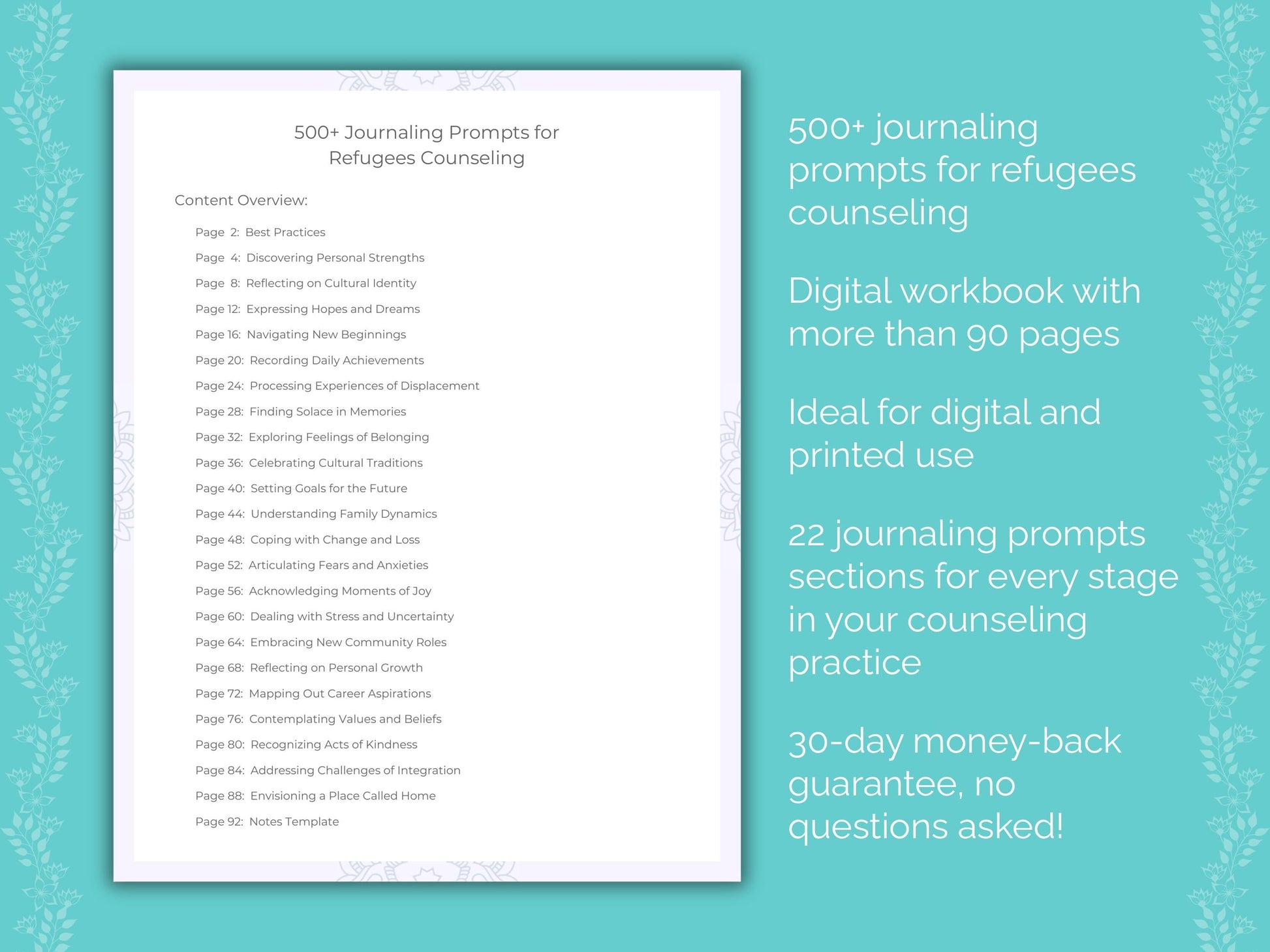 Refugees Counseling Therapist Worksheets